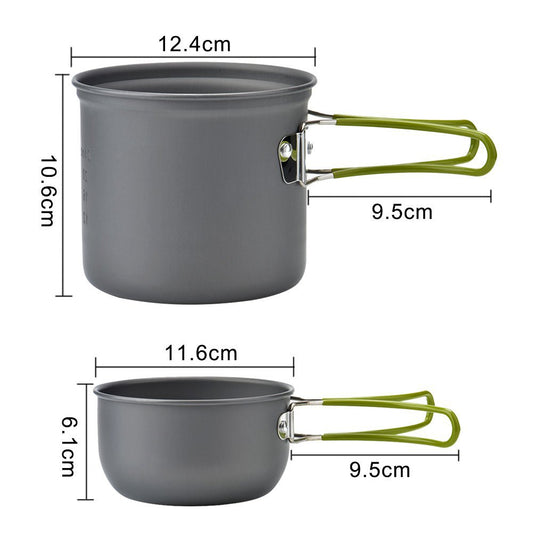 Outdoor Products Amazon Hot Sale Camping Set Pot Combination Portable 1-2 People Picnic Folding Stove Cooker Set