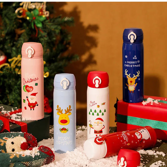 Christmas Gifts Double Wall Vacuum Insulated Stainless Steel Thermos Bottle Cute Direct Drinking Cartoon Water Bottle