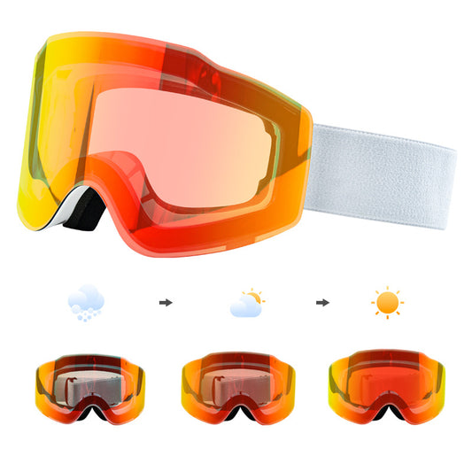 Spot color-changing ski goggles Magnetic suction day and night universal double-layer anti-fog glasses UV-proof ski goggles